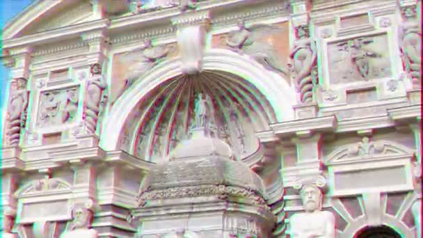 Efekt Glitch Fontanna Organ Górna Część Powiększenia Villa Este Tivoli — Wideo stockowe