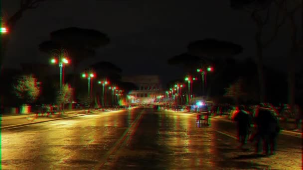 Efeito Falha Dei Fori Imperiali Coliseu Roma Itália Vídeo — Vídeo de Stock