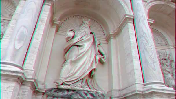 Glitch Effekt Skulptur Dell Acqua Felice Brunnen Rom Italien Video — Stockvideo