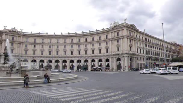 Efeito Falha Piazza Republic Roma Itália Fevereiro 2015 Área Centro — Vídeo de Stock