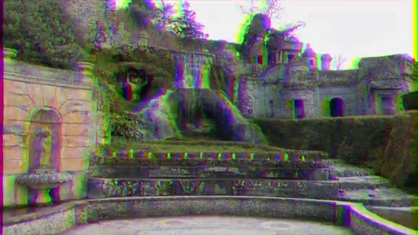 Effetto Glitch Fontana Villa Este Tivoli Italia Febbraio 2015 Una — Video Stock