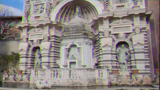 Glitch Effect Fontein Orgel Bovenste Deel Villa Este Tivoli Italië — Stockvideo