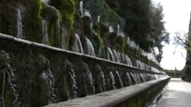 Ефект Глюка Стіни Фонтани Лінзове Розмиття Villa Este Тіволі Італія — стокове відео