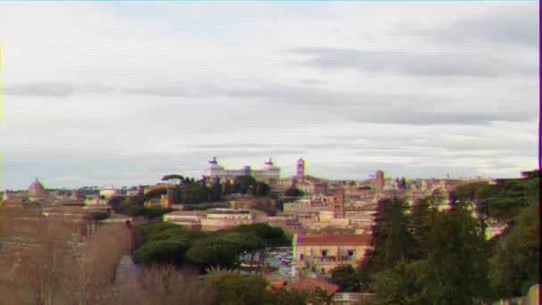 Efekt Glitch Dzień Nocy Vittorio Emanuele Rzym Włochy Upływ Czasu — Wideo stockowe