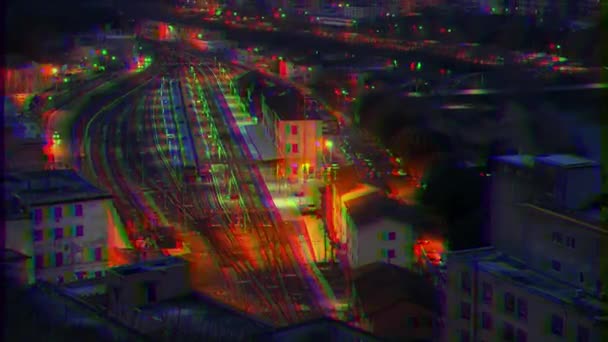 Efekt Glitch Stacja Tivoli Włochy Wideo Ultrahd — Wideo stockowe