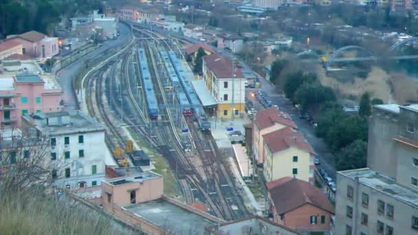 Glitch Effect Vertrek Van Het Station Rome Vanuit Tivoli Italië — Stockvideo