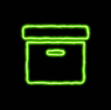 Yeşil neon sembolü Arşiv kutusu 