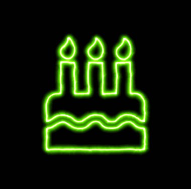 Yeşil neon sembolü doğum günü pastası 