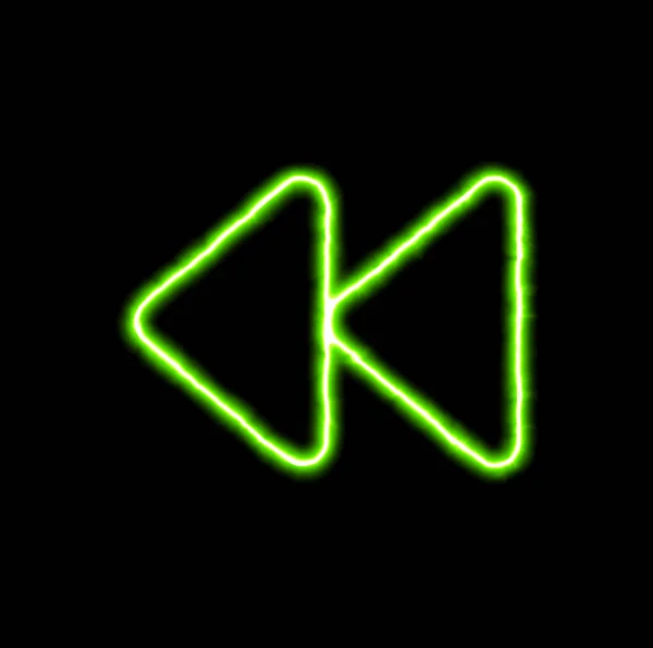 Grön neon symbol bakåt — Stockfoto