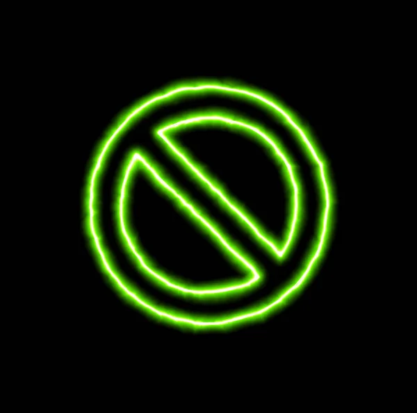 Green neon symbol ban — Stock Photo, Image