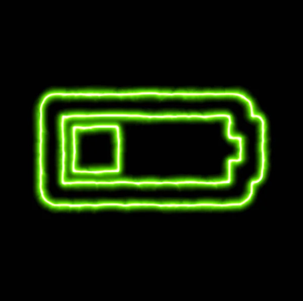 Grön neon symbol batteri kvartalet — Stockfoto