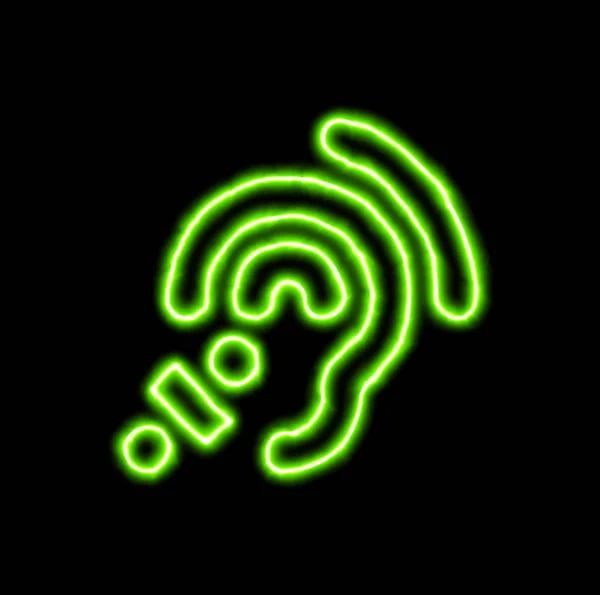 Green neon symbol assistive listening systems — Stock Photo, Image