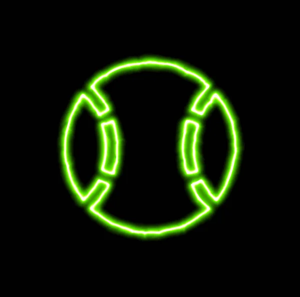 Green neon symbol baseball ball — Stock Photo, Image