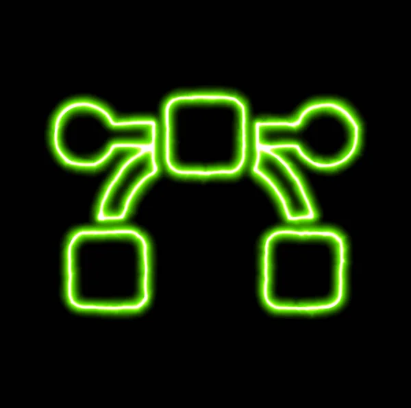 Simbolo verde al neon curva bezier — Foto Stock