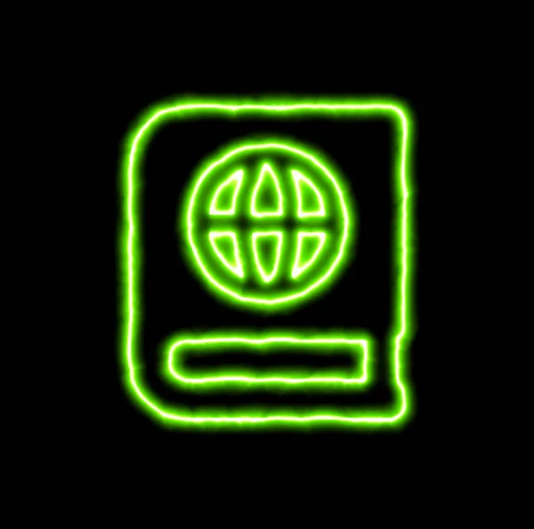 Kniha atlas symbol zelený neon — Stock fotografie