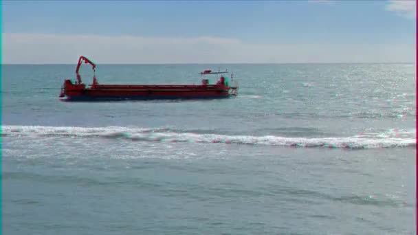 Effet Scintillant Barge Rouge Dans Mer Ostie Italie Vidéo — Video