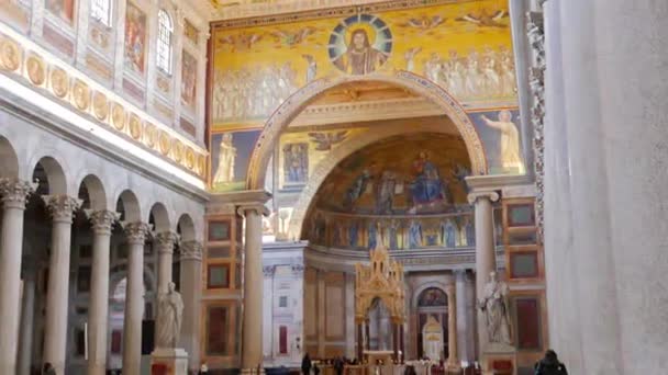 Effet Scintillant Retable Basilique Saint Paul Hors Les Murs Rome — Video