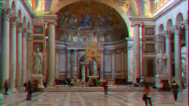 Glitch Effect Binnen Basiliek Van Paul Buiten Muren Zoom Rome — Stockvideo