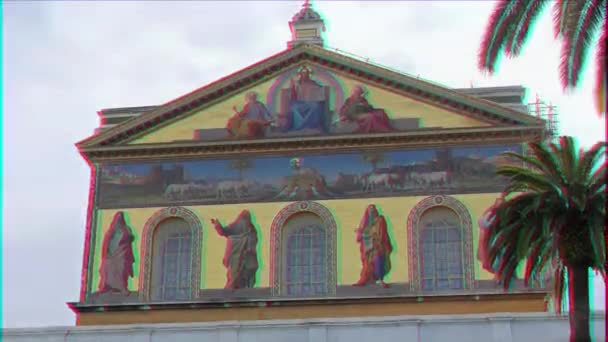 Glitch Effekt Fresker Basilica Paul Utanför Murarna Rom Italien Februari — Stockvideo
