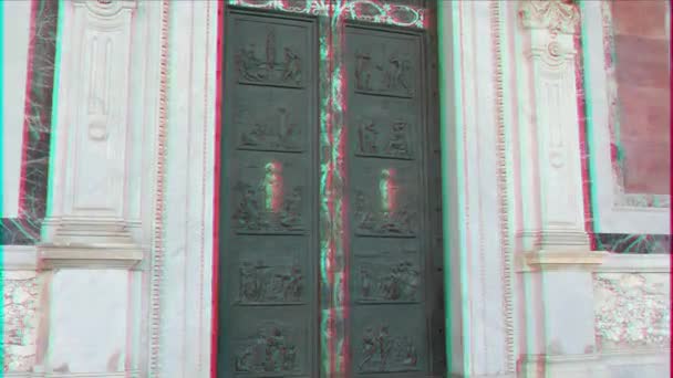 Efekt Glitch Drzwi Bazyliki Pawła Poza Murami Rzym Włochy Wideo — Wideo stockowe