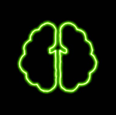 Yeşil neon sembolü beyin 