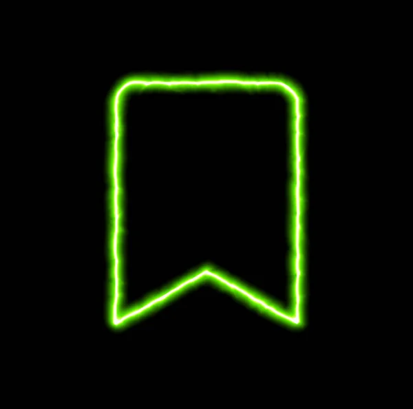 Zelené neon symbol záložka — Stock fotografie