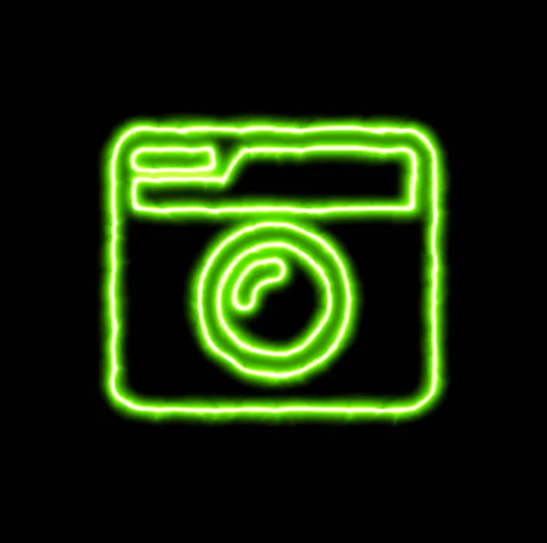 green neon symbol camera retro