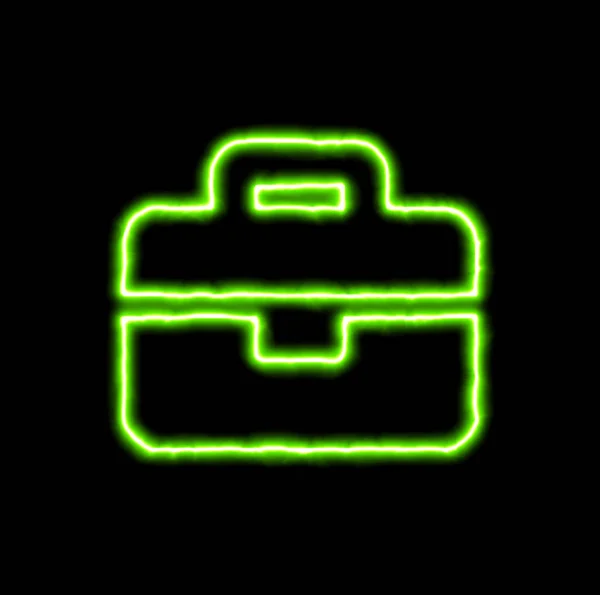 Neon zielony symbol Aktówki — Zdjęcie stockowe