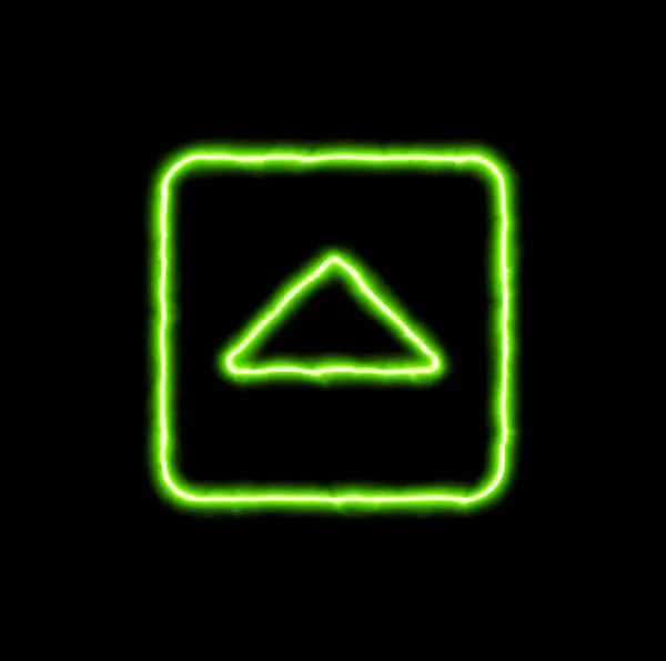 Verde neon símbolo caret quadrado para cima — Fotografia de Stock
