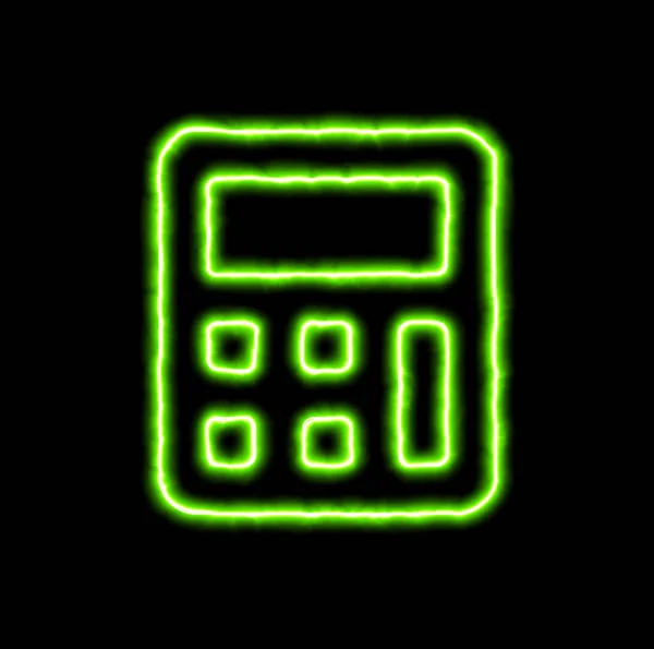 Groene neon symbool rekenmachine — Stockfoto