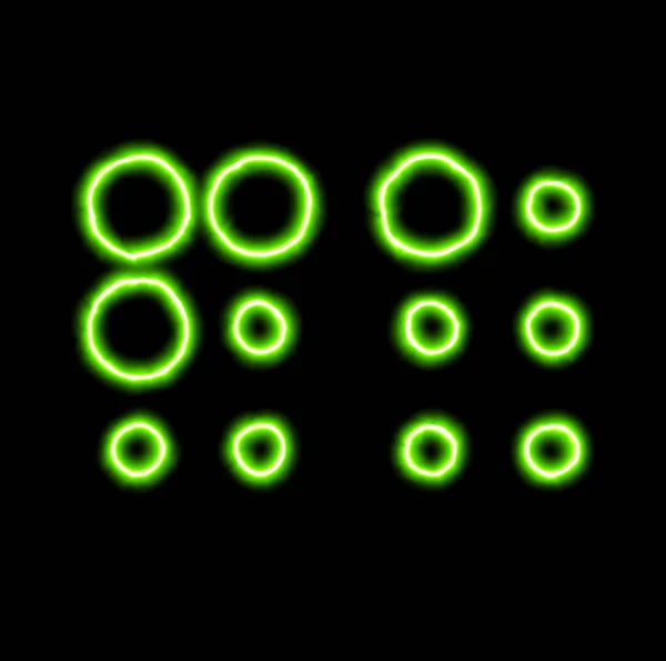 Green neon symbol braille — Stock Photo, Image