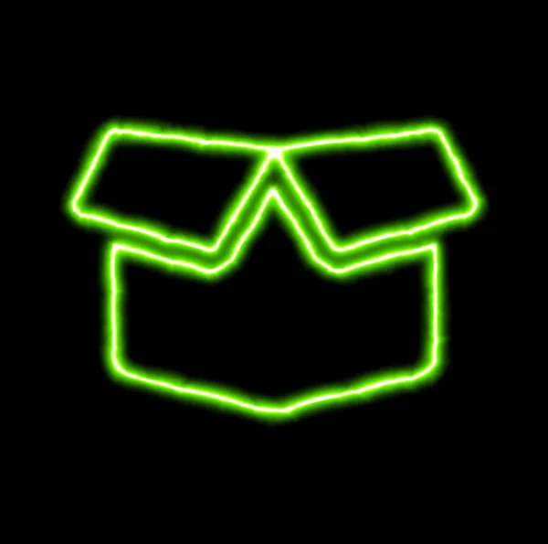 Neon zielony symbol pole otwarte — Zdjęcie stockowe