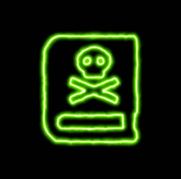 Zöld neon szimbólum könyv halott — Stock Fotó