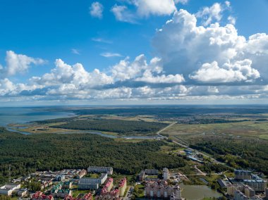 Rusya, Zelenogradsk. Curonian Spit (Kurshskaya kosa), Baltık Denizi. Curonian yuva (Kurshskay yuva). Hava fotoğrafçılığı