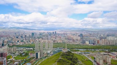 Ulan Batur, Moğolistan. Sovyetler Memorial'a Zaisan Tolgoi asker. Kızıl Ordu s destek Moğol insanlar s devrim, üzerinden dron onuruna karmaşık 