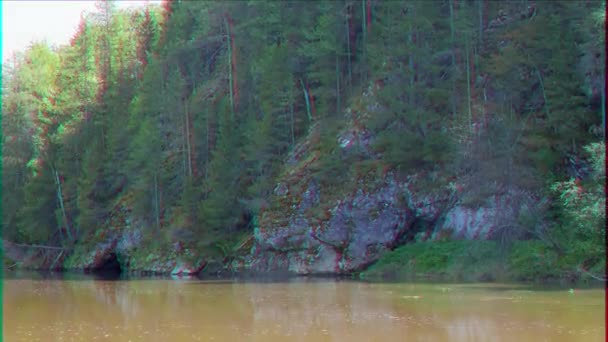Glitch Effekt Wald Ufer Urals Russland Video Ultrahd — Stockvideo