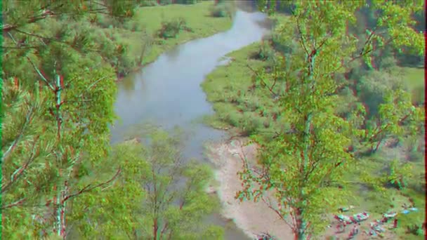 Efecto Fallo Técnico River Valley Serga Región Sverdlovsk Rusia Vídeo — Vídeos de Stock