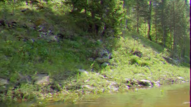 Effetto Glitch Foresta Sulle Rive Gli Urali Russia Video Ultrahd — Video Stock