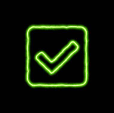 kare yeşil Neon sembol kontrol 