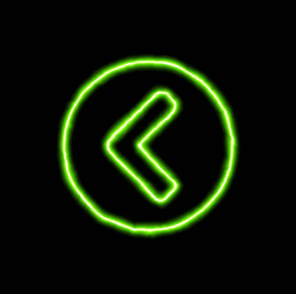 Groene neon symbool Chevron Circle links — Stockfoto