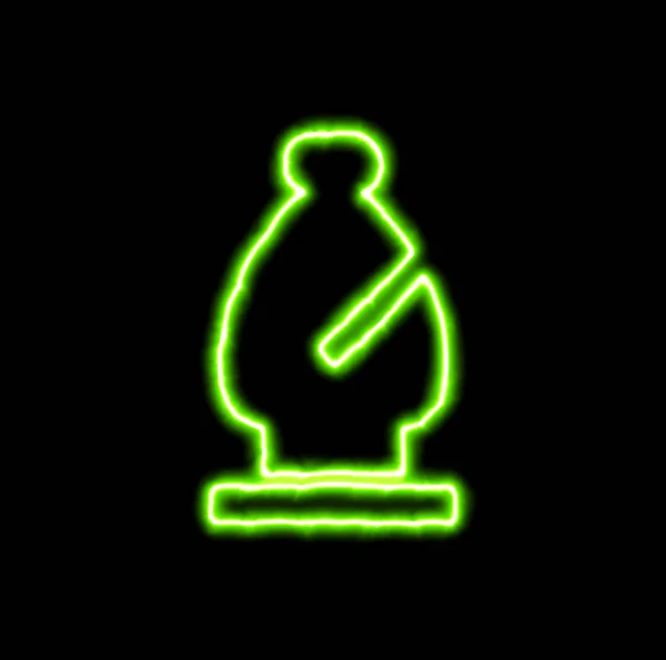 绿色霓虹灯符号国际象棋主教 — 图库照片