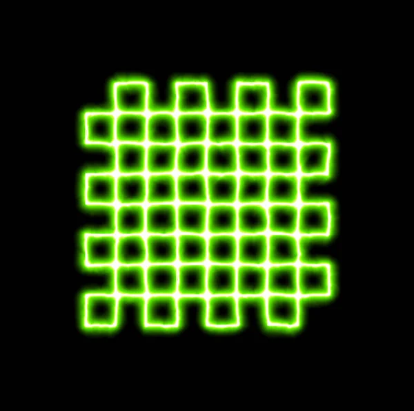 Placa verde do xadrez do símbolo do néon — Fotografia de Stock