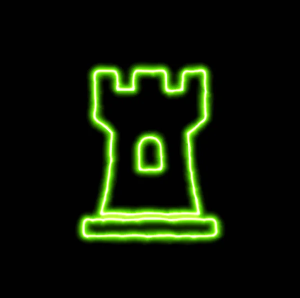 Neon zielony symbol szachy wieża — Zdjęcie stockowe