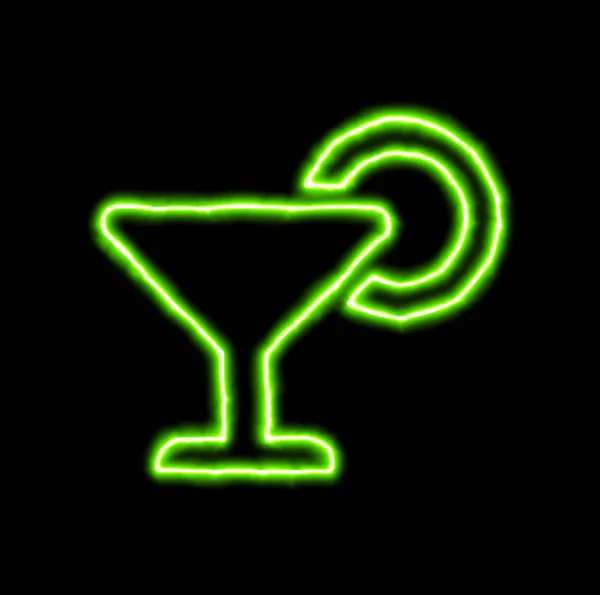 Neon zielony symbol koktajl — Zdjęcie stockowe