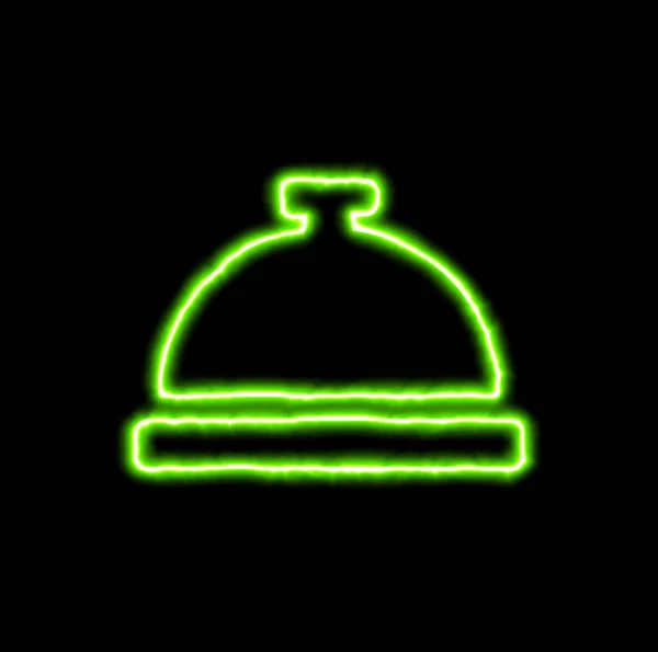 Grüne Concierge-Glocke mit Neonsymbol — Stockfoto