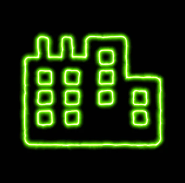 Grüne Neon-Symbolstadt — Stockfoto