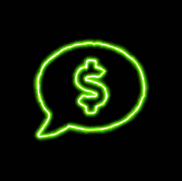 Groene neon symbool Opmerking dollar — Stockfoto