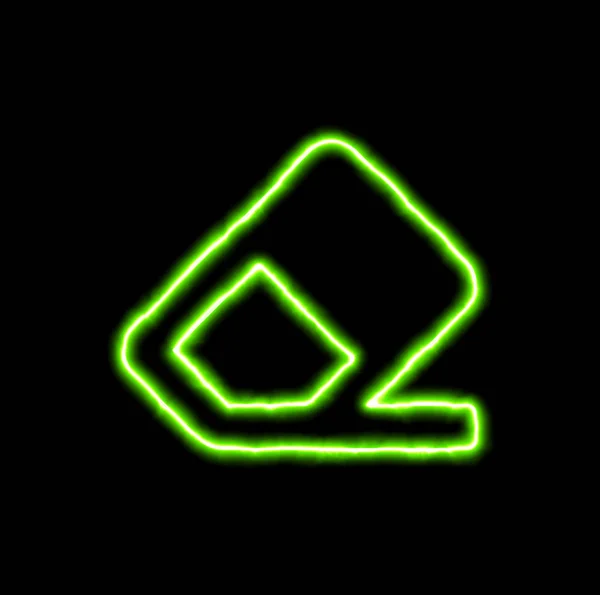 Zöld neon szimbólum radír — Stock Fotó