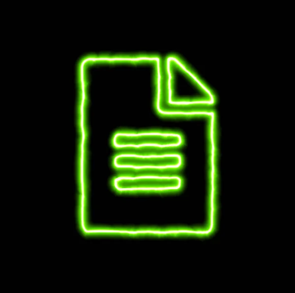 Πράσινο νέον σύμβολο αρχείο κειμένου — Φωτογραφία Αρχείου