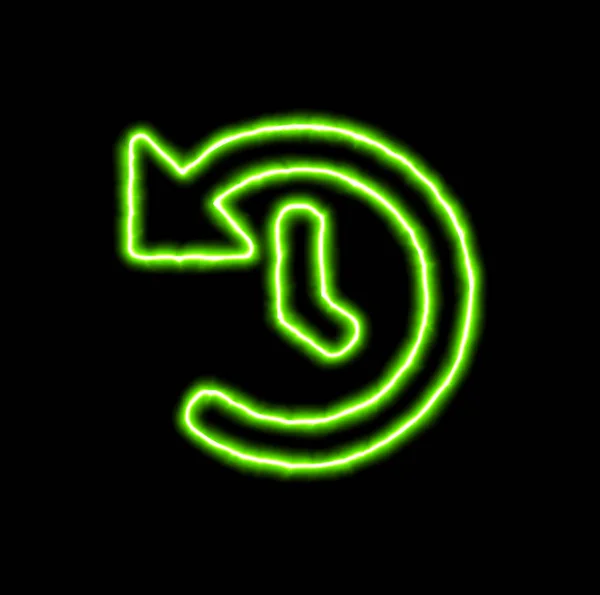 História do símbolo de néon verde — Fotografia de Stock